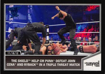 2013 Topps Best of WWE - Blue #63 The Shield Help CM Punk Defeat John Cena and Ryback in a Triple Threat Match Front