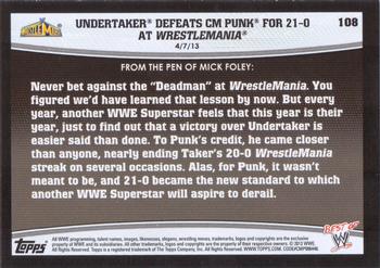 2013 Topps Best of WWE - Blue #108 Undertaker Defeats CM Punk for 21-0 at WrestleMania Back