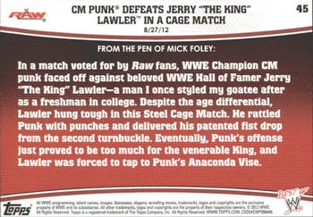 2013 Topps Best of WWE - Bronze #45 CM Punk Defeats Jerry The King Lawler in a Cage Match Back