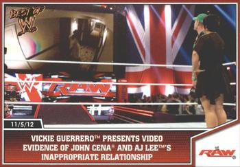 2013 Topps Best of WWE - Bronze #57 Vickie Guerrero Presents Video Evidence of John Cena and AJ Lee's Inappropriate Relationship Front
