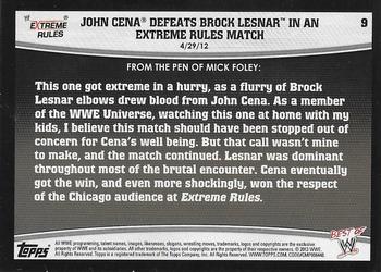 2013 Topps Best of WWE - Silver #9 John Cena Defeats Brock Lesnar In An Extreme Rules Match Back