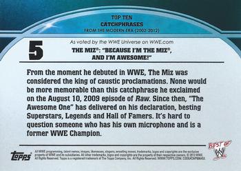 2013 Topps Best of WWE - Top 10 Catchphrases #5 The Miz: Because I'm The Miz, And I'm Awesome Back