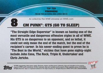 2013 Topps Best of WWE - Top 10 Finishers #8 CM Punk: GTS (Go To Sleep) Back