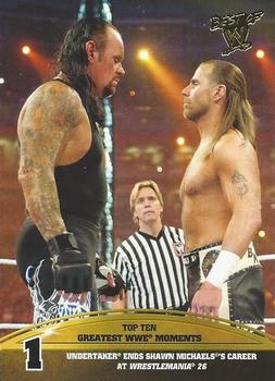2013 Topps Best of WWE - Top 10 Greatest WWE Moments #1 Undertaker Ends Shawn Michaels' Career At WrestleMania 26 Front