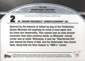 2013 Topps Best of WWE - Top 10 Undertaker Matches #2 vs. Shawn Michaels (WrestleMania 26) Back