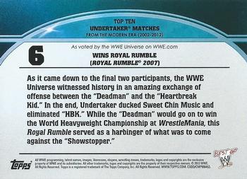 2013 Topps Best of WWE - Top 10 Undertaker Matches #6 Wins Royal Rumble (Royal Rumble 2007) Back
