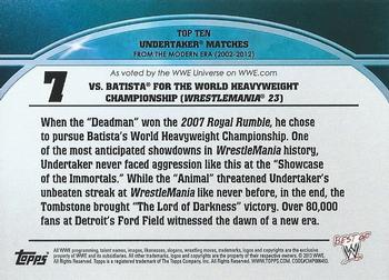 2013 Topps Best of WWE - Top 10 Undertaker Matches #7 vs. Batista (WrestleMania 23) Back