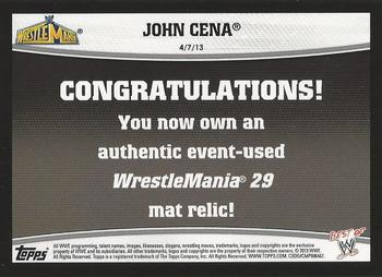 2013 Topps Best of WWE - Wrestlemania 29 Mat Relics #NNO John Cena Back