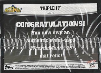 2013 Topps Best of WWE - Wrestlemania 29 Mat Relics #NNO Triple H Back