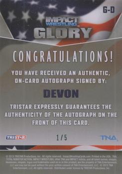 2013 TriStar TNA Impact Glory - On-Card Autographs Green #G-D Devon Back