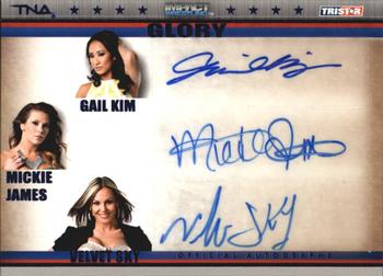2013 TriStar TNA Impact Glory - Triple Autographs Blue #2 Gail Kim / Mickie James / Velvet Sky Front