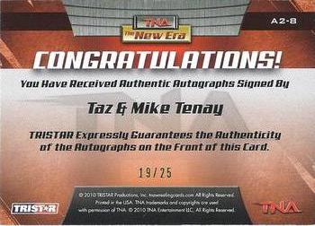 2010 TriStar TNA New Era - Autographs Dual Green #8 Taz / Mike Tenay Back