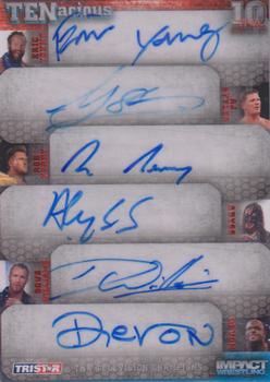 2012 TriStar Impact TNA TENacious - Six Autographs Red #TEN62 Eric Young / AJ Styles / Rob Terry / Abyss / Doug Williams /Devon Front