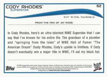 2014 Topps Chrome WWE #62 Cody Rhodes Back