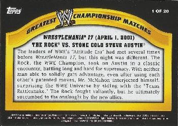 2014 Topps WWE - Greatest Championship Matches #1 The Rock / Stone Cold Steve Austin Back