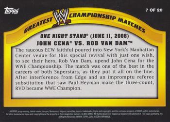 2014 Topps WWE - Greatest Championship Matches #7 John Cena / Rob Van Dam Back