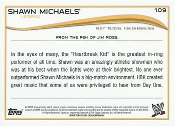 2014 Topps WWE - Black #109 Shawn Michaels Back