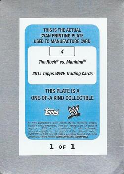 2014 Topps WWE - Greatest Championship Matches Printing Plates Cyan #4 The Rock / Mankind Back