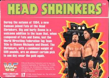 1995 Action Packed WWF #17 Head Shrinkers Back