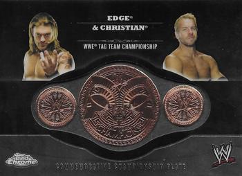 2014 Topps Chrome WWE - Championship Plates #NNO Edge / Christian Front