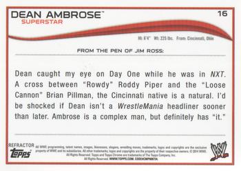 2014 Topps Chrome WWE - Refractors #16 Dean Ambrose Back