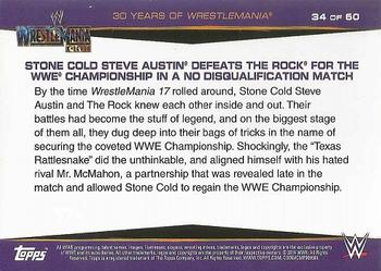 2014 Topps WWE Road to Wrestlemania - 30 Years of Wrestlemania #34 Stone Cold Steve Austin Defeats The Rock for the WWE Championship in a No Disqualification Match Back
