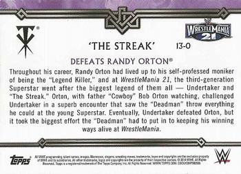 2014 Topps WWE Road to Wrestlemania - The Streak #13-0 Undertaker Defeats Randy Orton Back