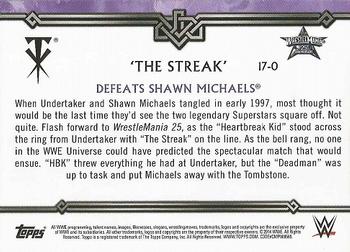 2014 Topps WWE Road to Wrestlemania - The Streak #17-0 Undertaker Defeats Shawn Michaels Back
