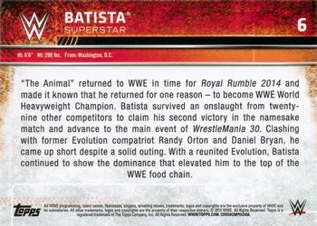 2015 Topps WWE #6 Batista Back