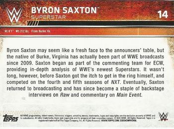 2015 Topps WWE #14 Byron Saxton Back