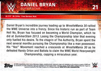 2015 Topps WWE #21 Daniel Bryan Back