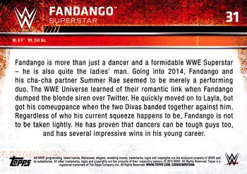 2015 Topps WWE #31 Fandango Back