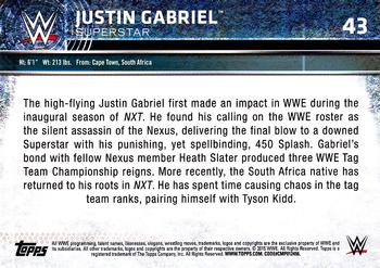 2015 Topps WWE #43 Justin Gabriel Back