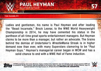 2015 Topps WWE #57 Paul Heyman Back