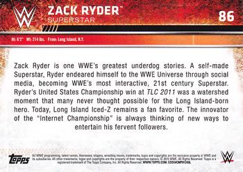 2015 Topps WWE #86 Zack Ryder Back