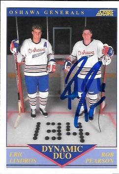 1991-92 Score Canadian English #385 Eric Lindros / Rob Pearson Front