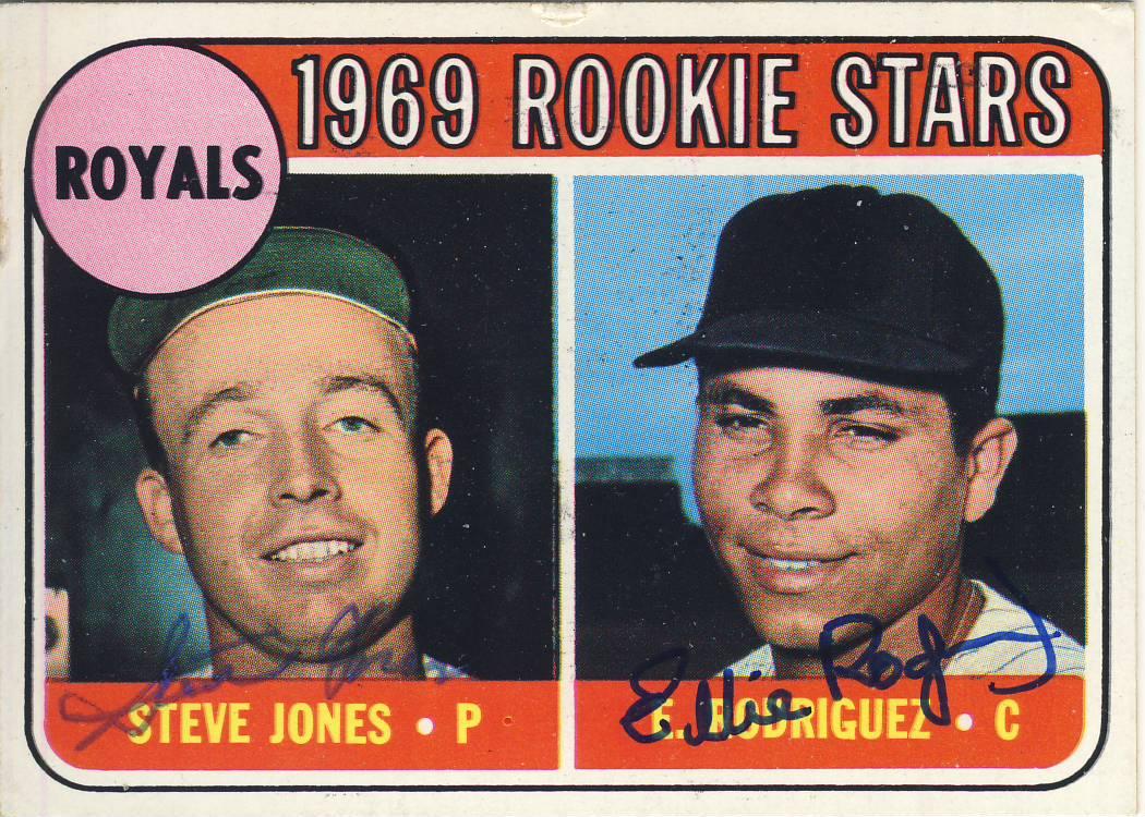 1969 Topps #49 Royals 1969 Rookie Stars (Steve Jones / E. Rodriguez) Front