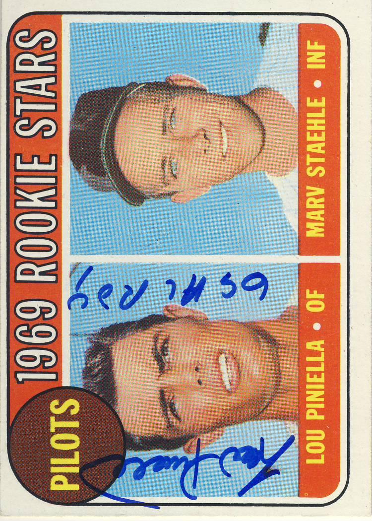 1969 Topps #394 Pilots Rookie Stars (Lou Piniella / Marv Staehle) Front