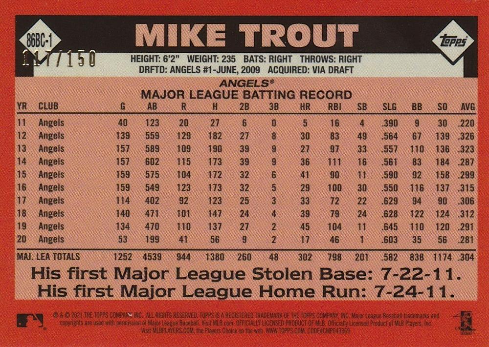 2021 Topps - 1986 Topps Baseball 35th Anniversary Chrome Blue (Series ...