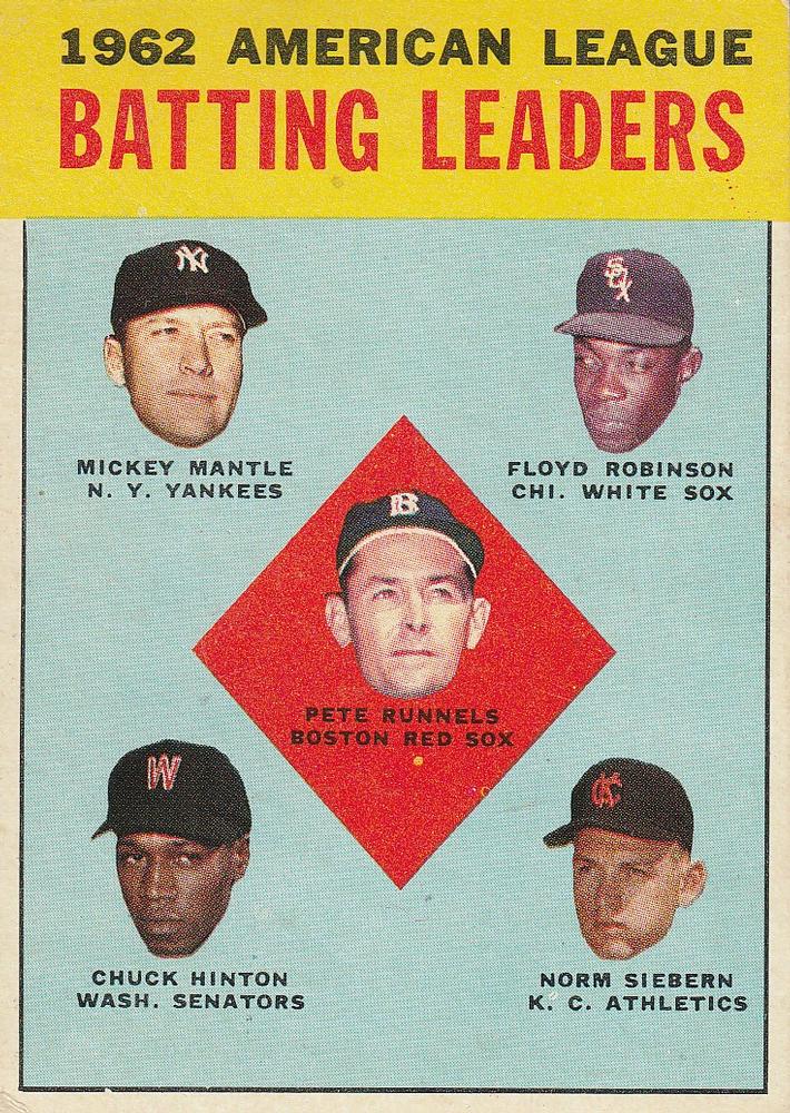 1963 Topps 2 1962 American League Batting Leaders (Pete Runnels