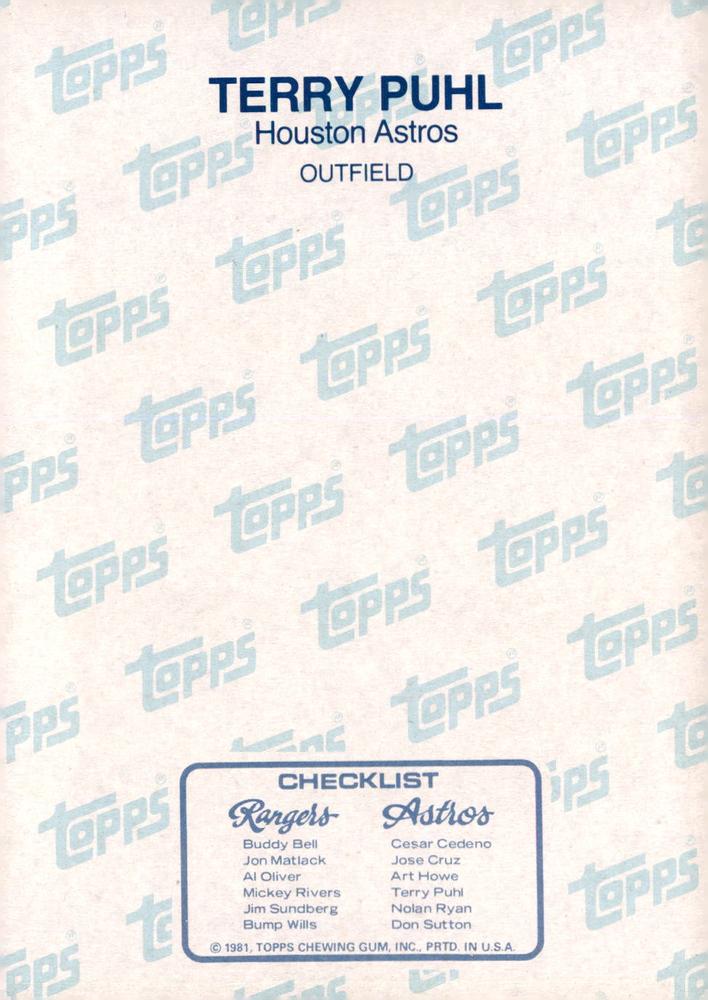 1981 Topps & Topps Traded Terry Puhl