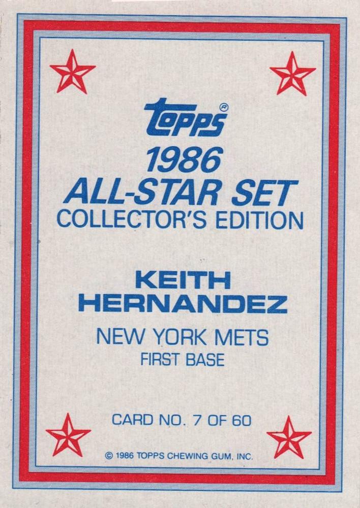 1986 Topps - 1986 All-Star Set Collector's Edition (Glossy Send-Ins) #7 ...