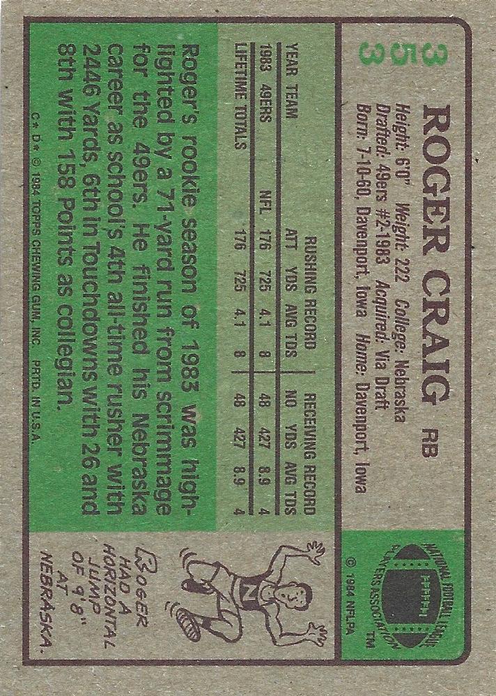 1984 Topps #353 Roger Craig | Trading Card Database