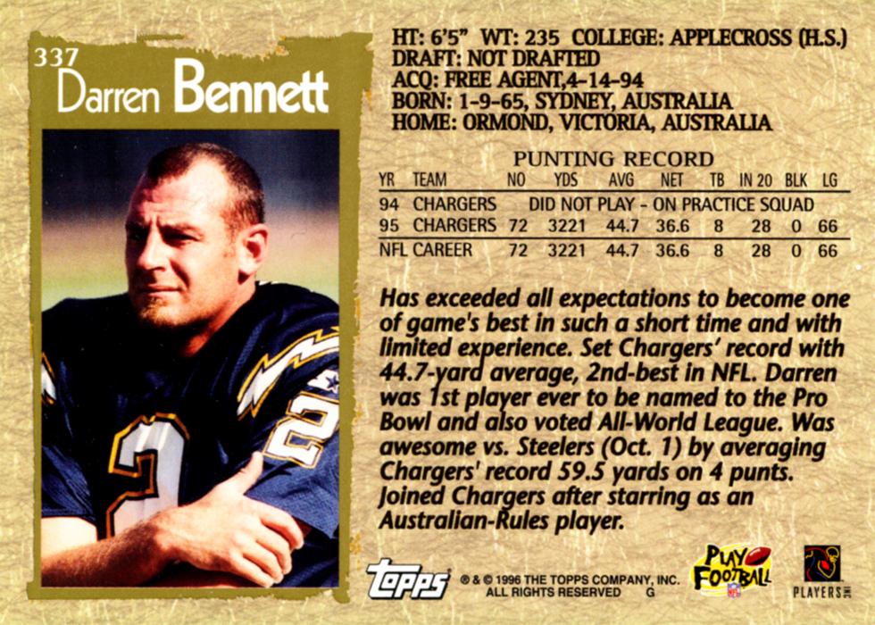 1996 Topps #337 Darren Bennett | Trading Card Database