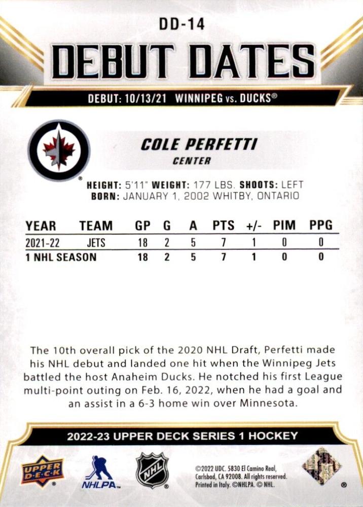Jets 2022-23 Player Report Cards: Cole Perfetti